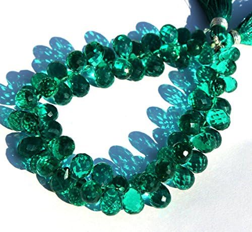 13 inch natural beads strand of 7x9-9x12mm faceted teardrop green quartz gemstone briolletes beads for DIY jewelry - necklace, bracelet, earring, ring.