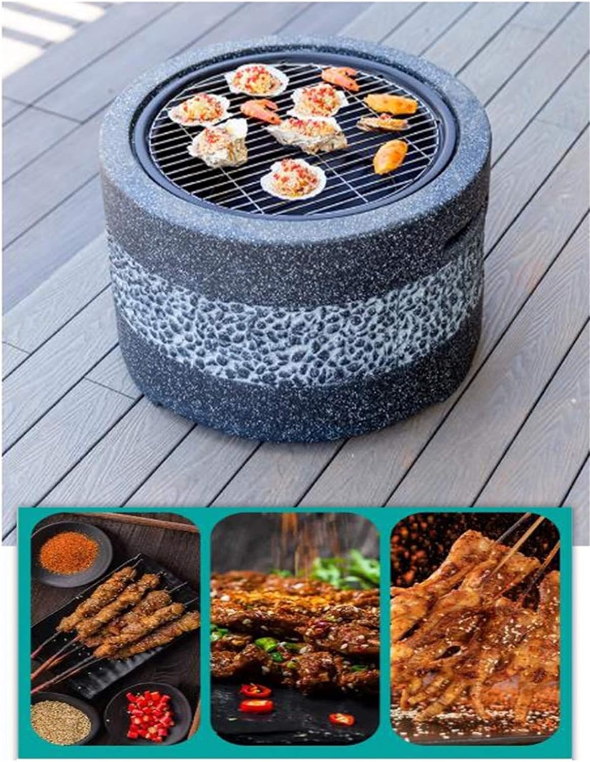 Outdoor Fire Pit Garden BBQ Grill Kit,rd Patio Garden Fireplace Camping Outdoor Heating, Campfire Picnic Cooking Fire Pit, 55.5cm/21.9