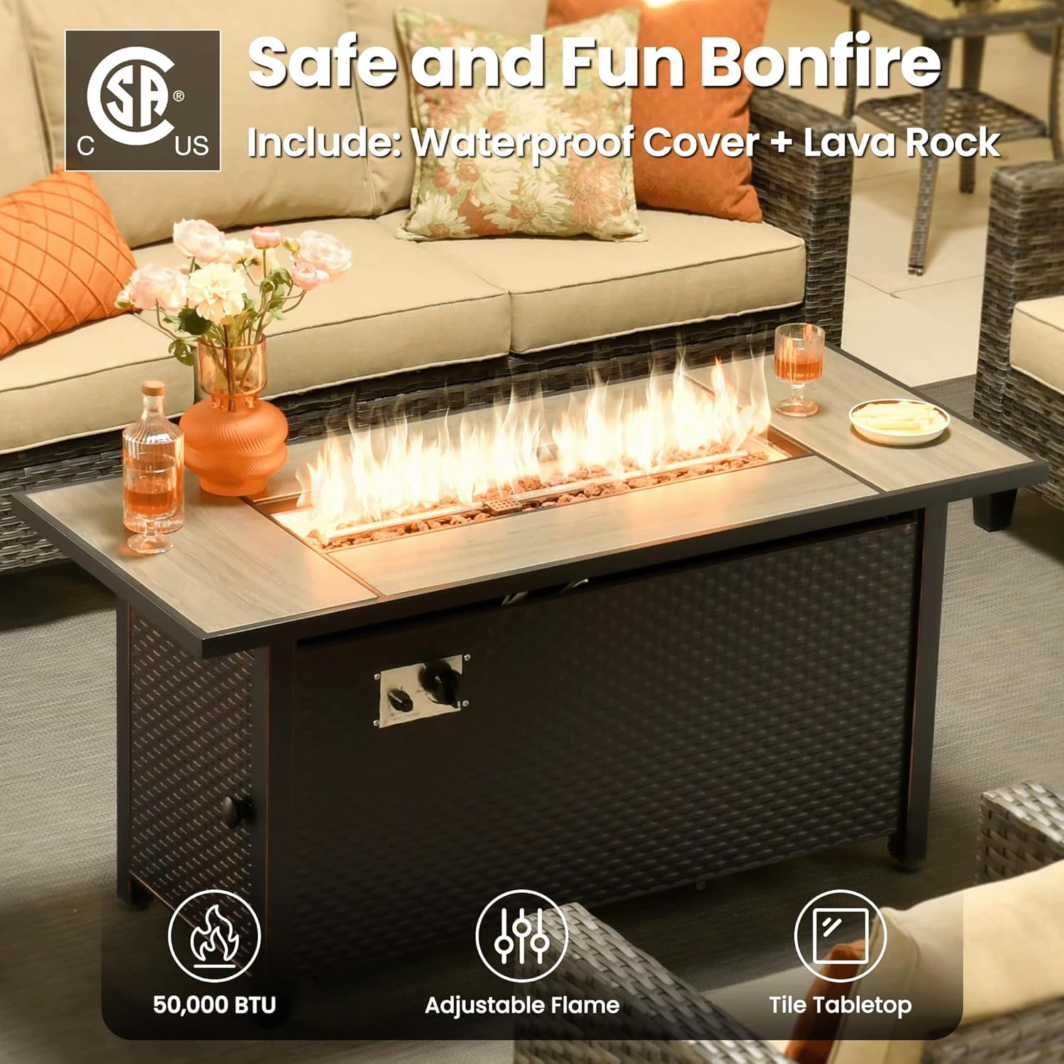 ovios 8 Pieces Patio Furniture Set with 54