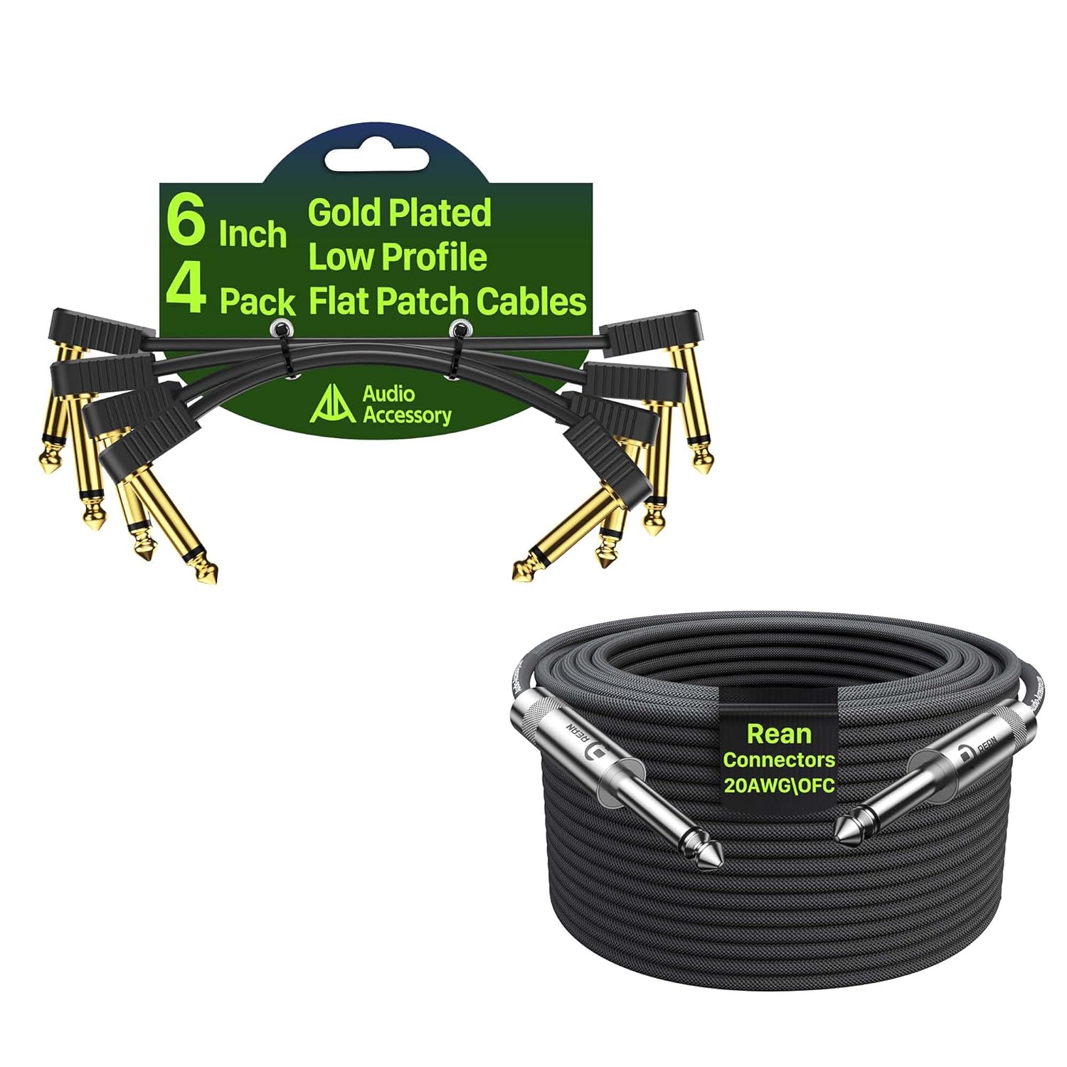 Guitar Patch Cables 6 Inch 4 Pack with Guitar Cable 100 ft