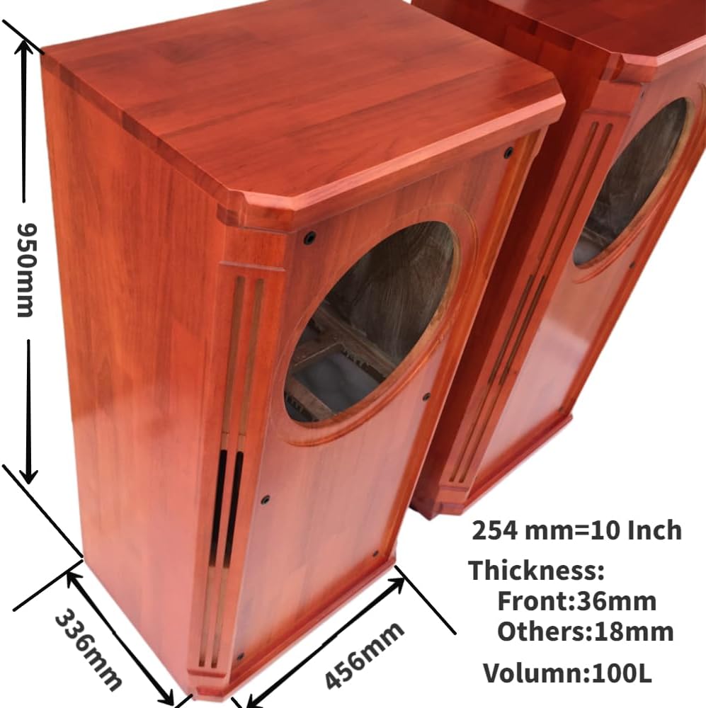 Handmade Customized One Pair 12 Inch Classic Full Range Two-Way Speaker Empty Cabinet Copy Tannoy Turnberry HiFi DIY (Red)