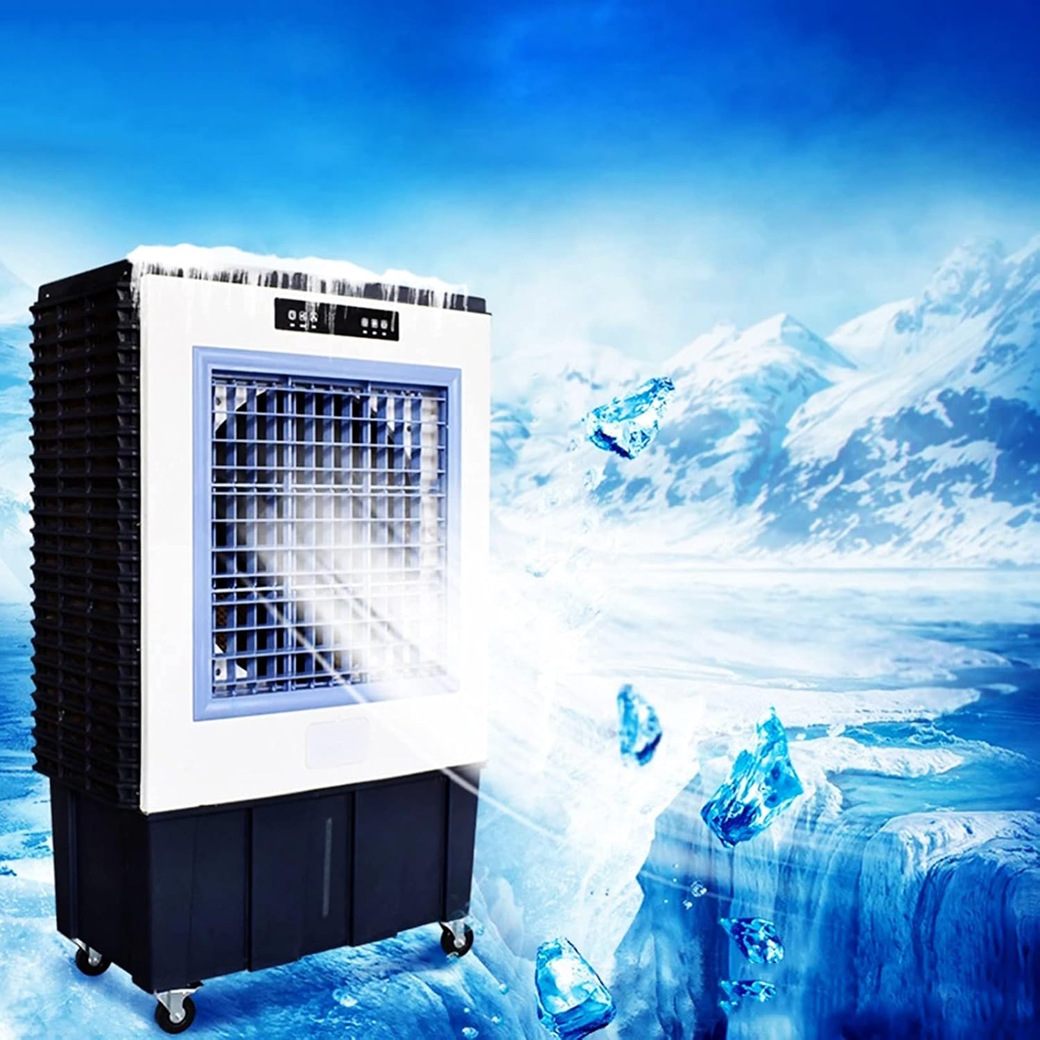 Portable Air Conditioner, Evaporative Air Cooler w/Cooling ＆ Humidifier, Portable Evaporative Cooler Energy-Saving for Indoor and Outdoor, for Room Office