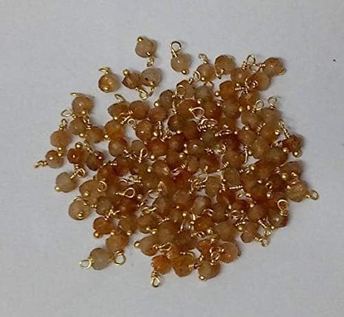 30 pcs natural sun stone loose gemstone micro faceted beads - gold over sterling or 24k gold plated wire wrapped beads - beads 3-4mm