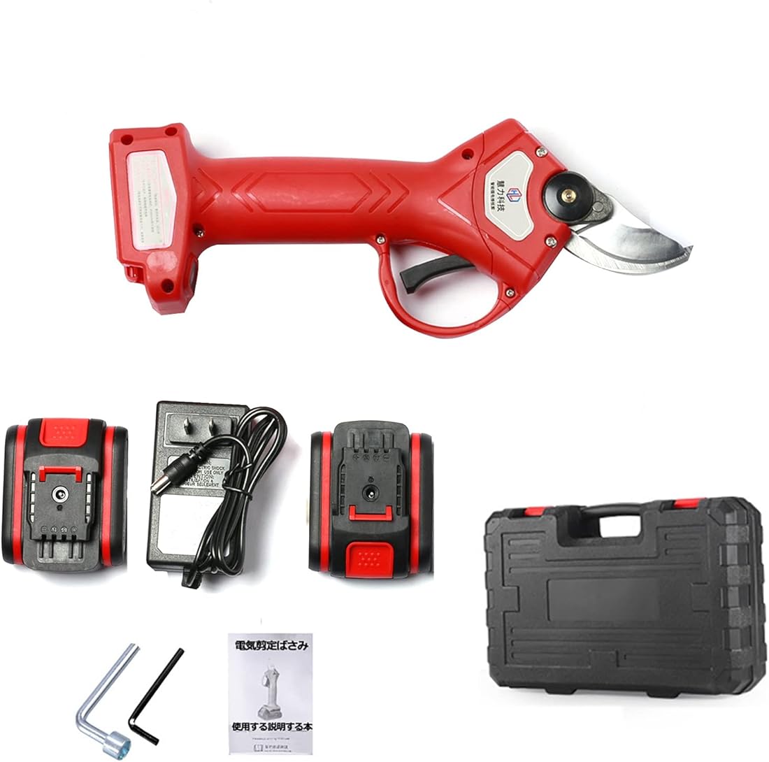 Cordless Electric Pruning Shear, Branch Cutter Prunner with 2 PCS Rechargeable Lithium Battery, Tree Branch Scissors Secateurs with 30mm (1.2'') Cutting Diameter, Branch Cutter for Gardening