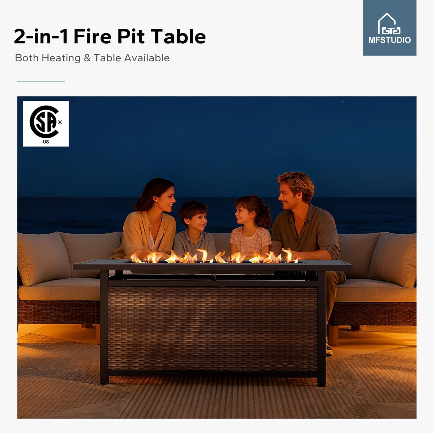 MFSTUDIO 9 Piece Wicker Patio Furniture Set with 56