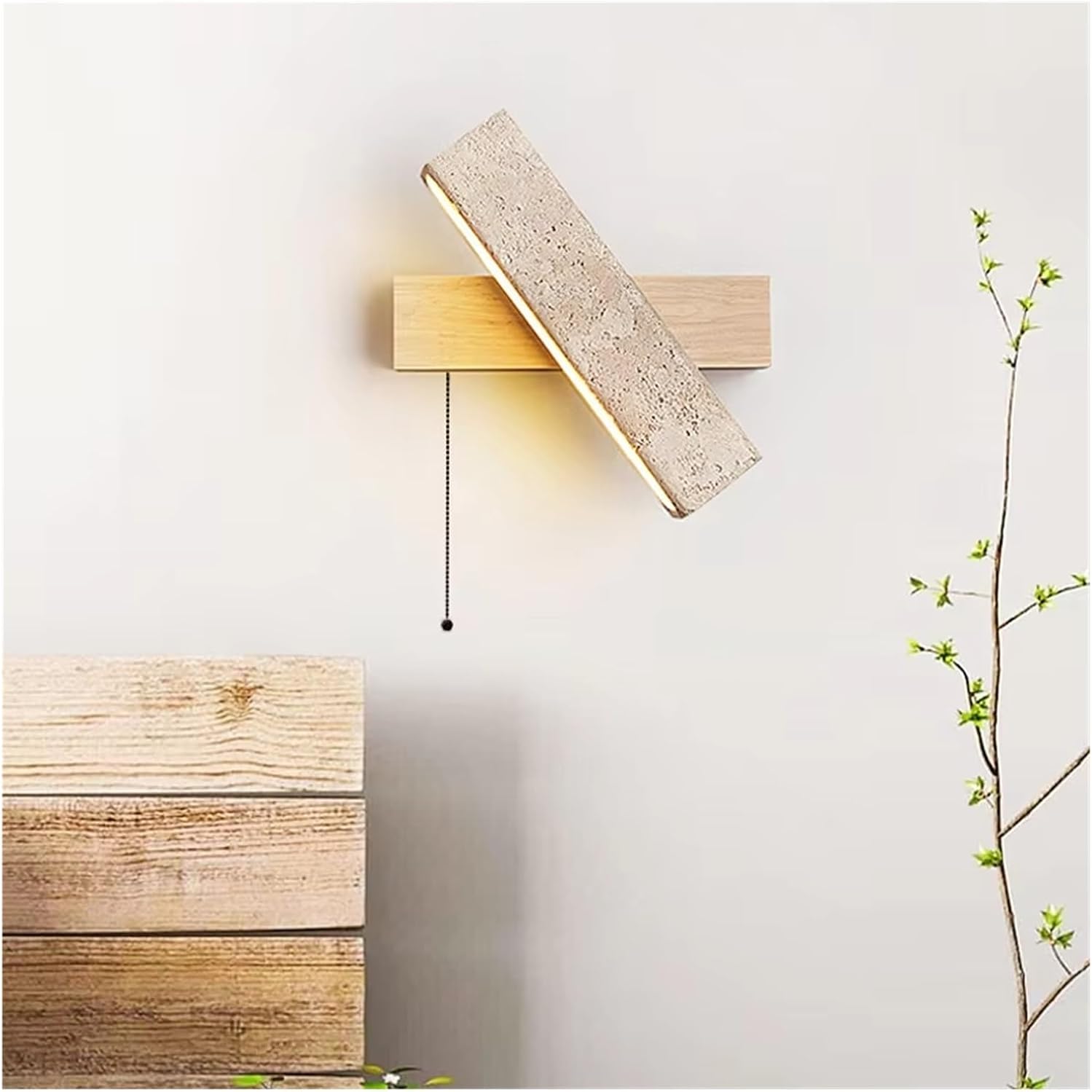 Rotatable Stone Wood LED Decor Home Wall Lamp Bedroom Foyer Dining Room Lighting Fixtures,Contemporary