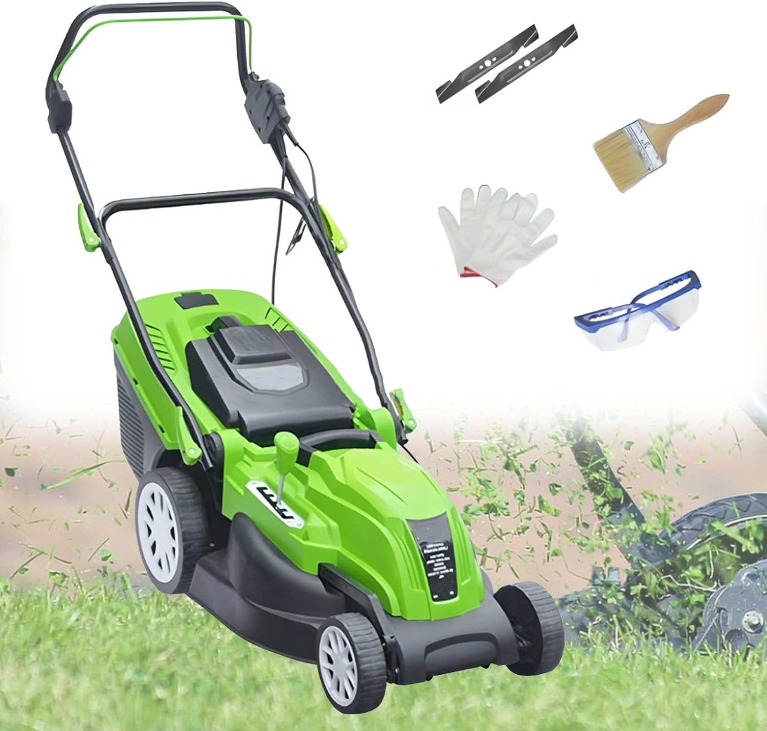 Lawn Mower, Electric Lawn Mower Corded, 3-Position Height Adjustment, Removable Thatch Collection Bag, for Grass Garden Yard 2700W/42CM-Cord65M