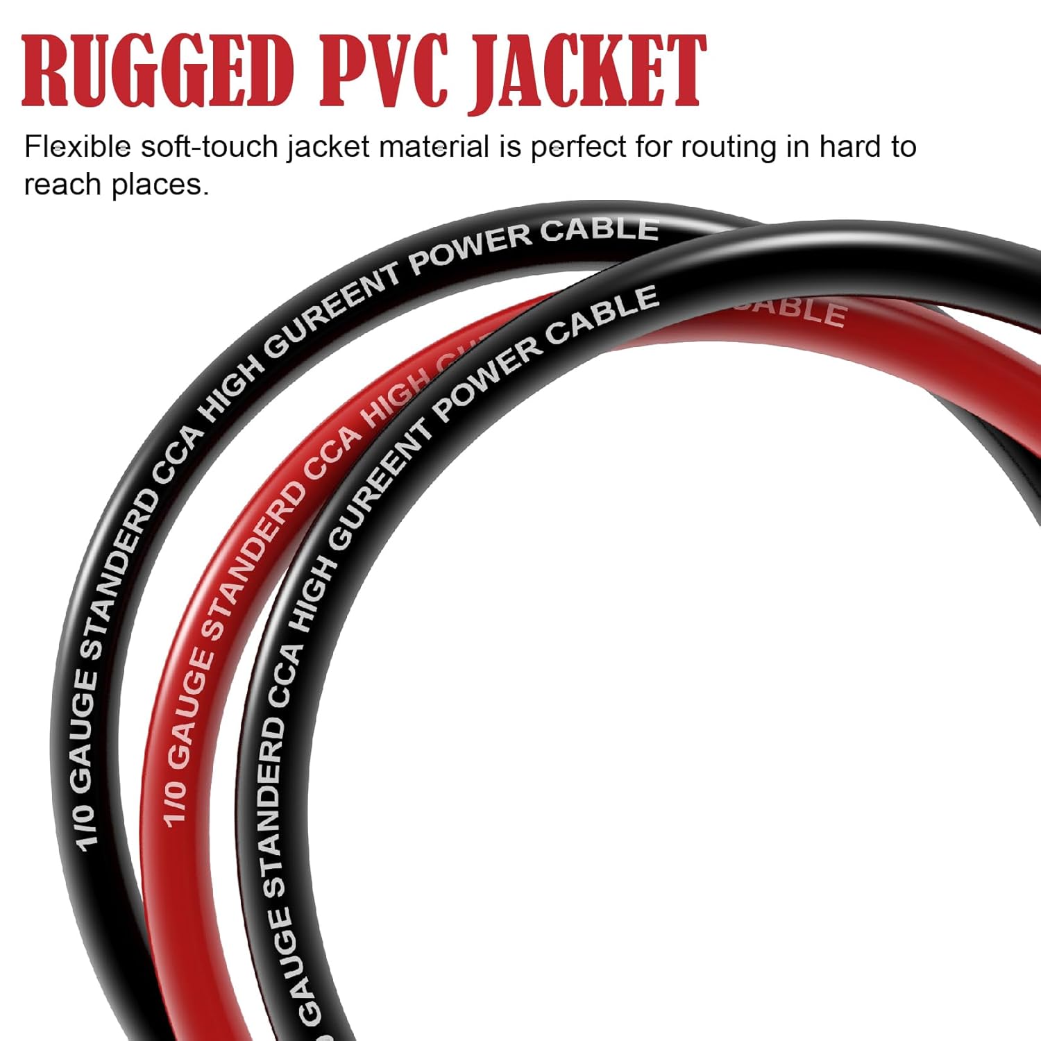 1/0 Gauge Wire CCA (20Ft Each Black/Red) Primary Automotive Wire with Lugs Kit,1/2 Inch Cable Split Sleeving,Battery Cable,Car Amplifier Power Ground Wires,Amp Install Wiring