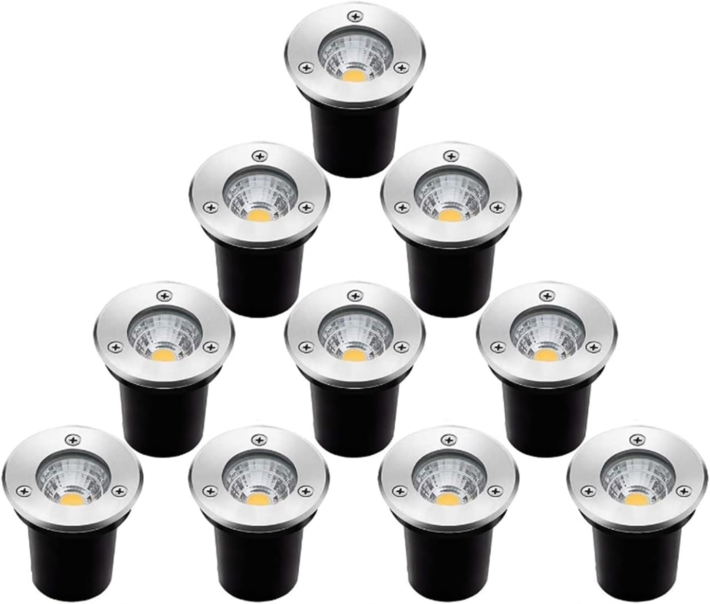10 Pcs Low Voltage Landscape Lights COB Buried Light IP66 Waterproof Outdoor Round LED Recessed Underground Light for Driveway Deck Step Garden Landscape Lighting (Color : Red, Size : 3W-DC