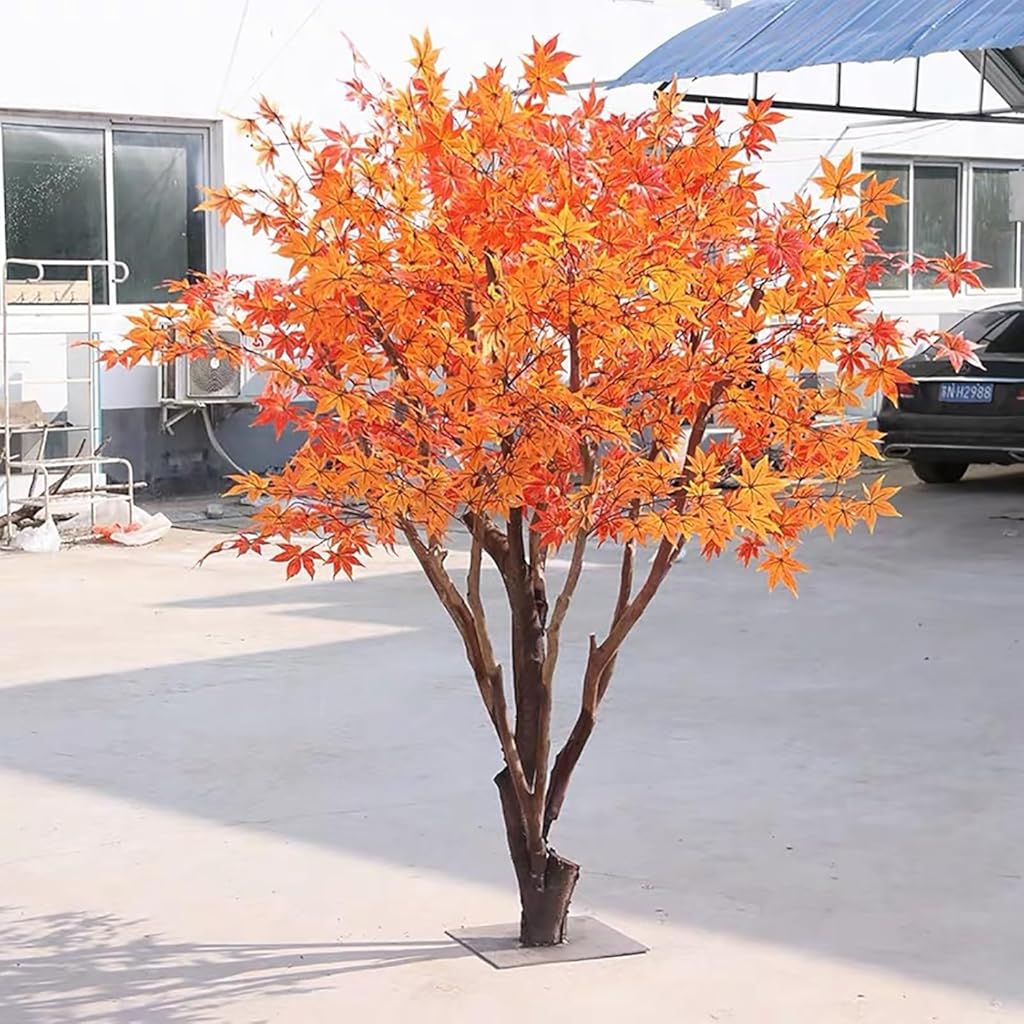 Faux Maple Tree Tall with Red Leaves - Artificial Realistic Plant for Indoor Outdoor Home Decor, Office & Hotel Lobby(10ft)