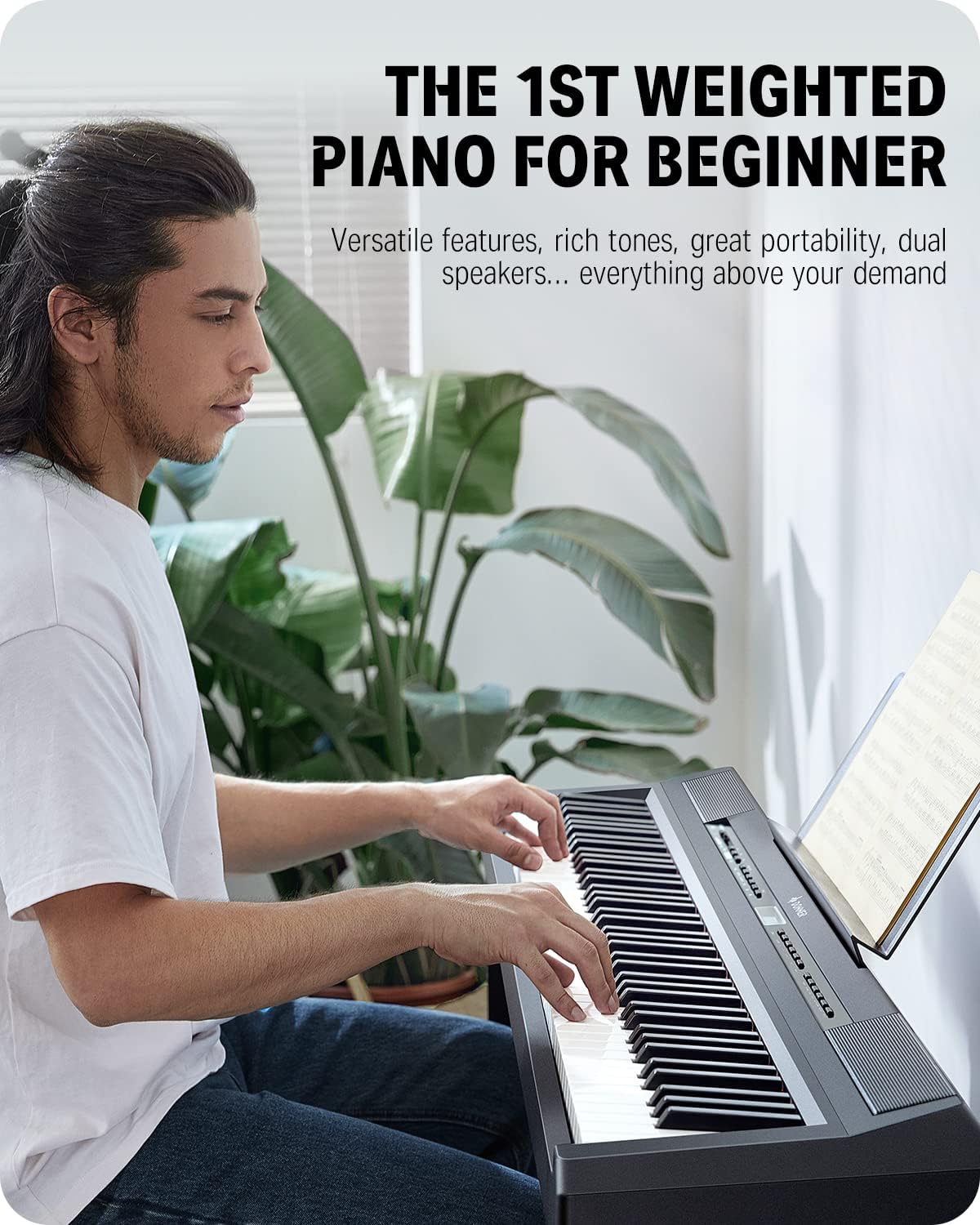 Donner DEP-20 Beginner Digital Piano+Donner Adjustable Piano Bench-Solid Wood Keyboard Bench