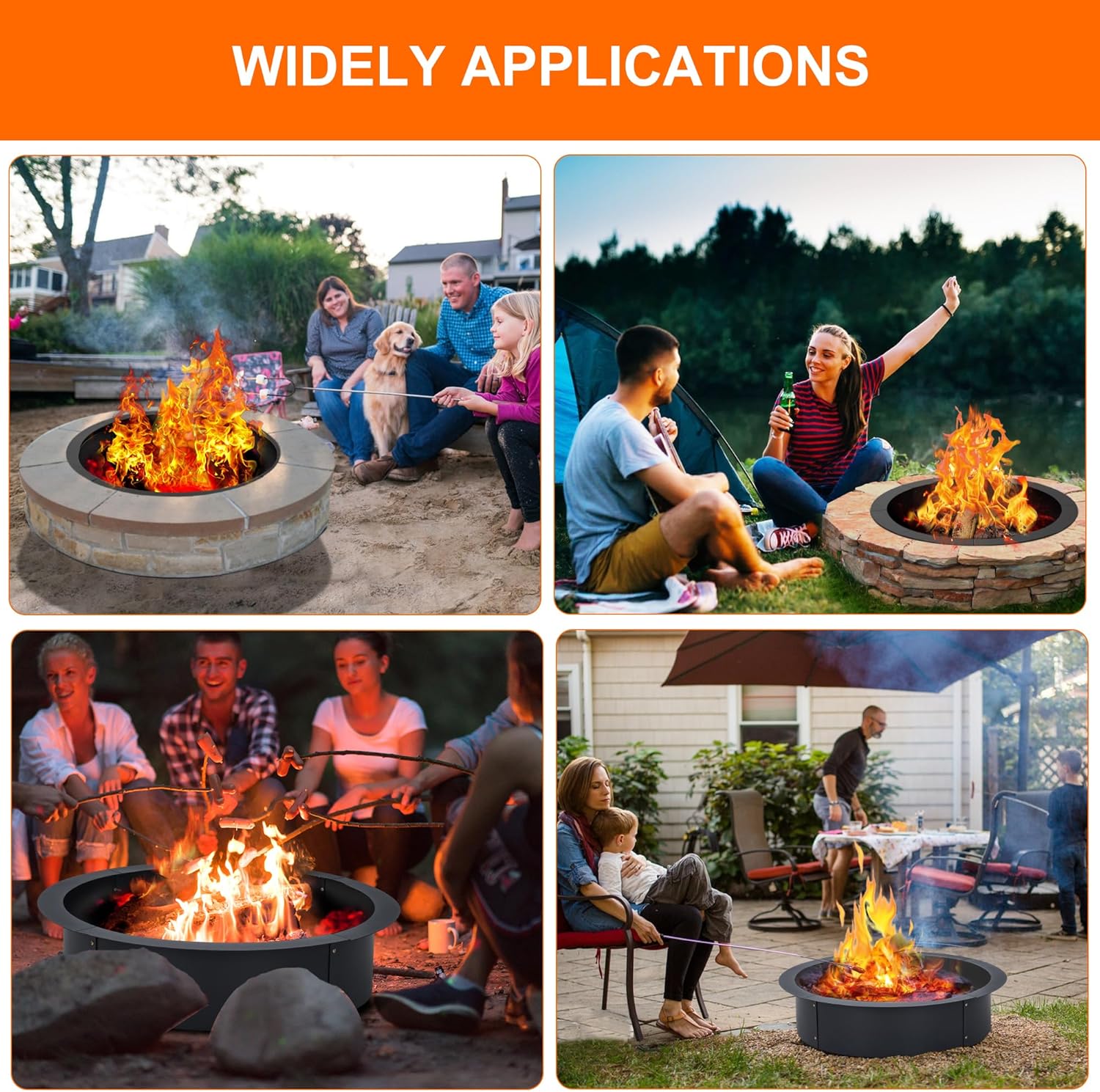 GarveeLife Fire Pit Ring for Outside Fire Pit, 36