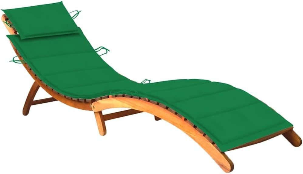 Patio Lounges Patio Sun Lounger with Cushion Solid Acacia Wood