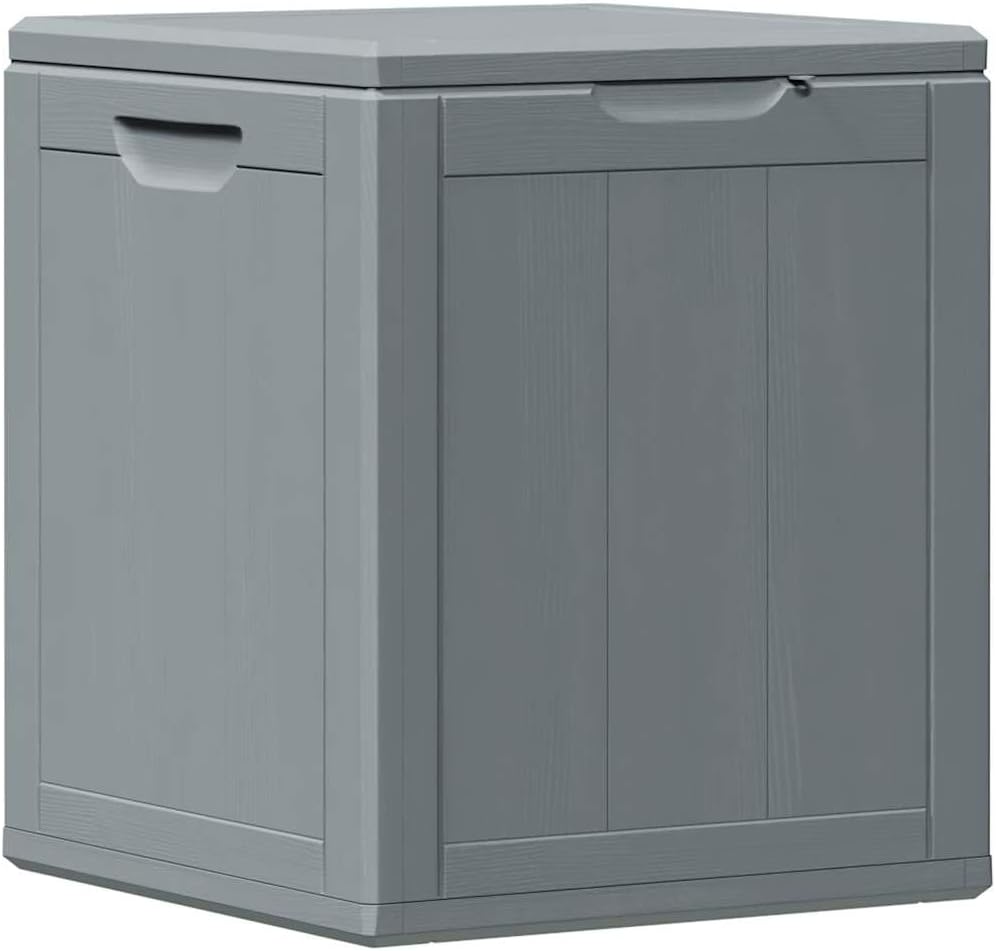 Outdoor Storage Box 23.8 Gallon Weatherproof PP Rattan Patio Furniture Organizer for Garden Terrace Deck with Waterproof Cover Gray