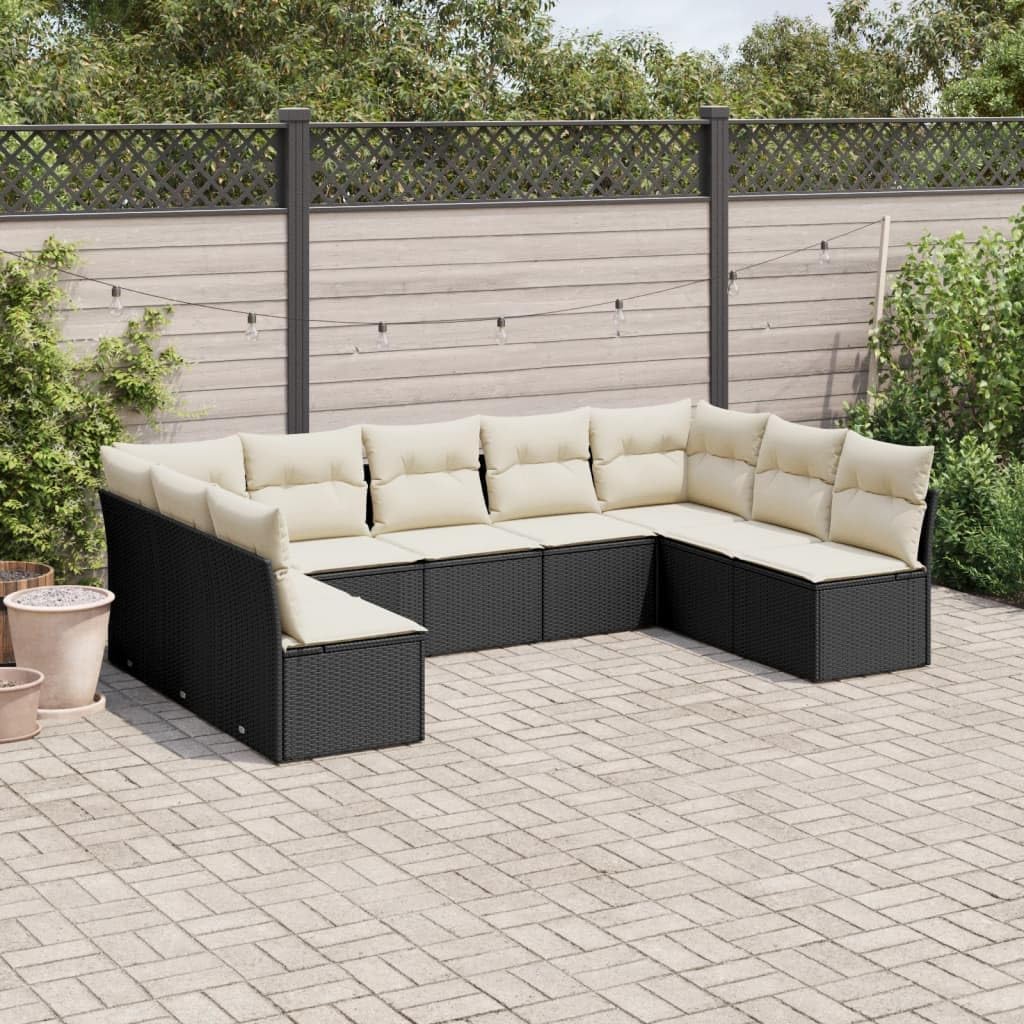 Black PE Rattan Large Modular Garden Sofa Set with Water-Resistant Cushions and Storage Compartments, 4-Piece Outdoor Furniture for Patio, Balcony, or Terrace, Durable