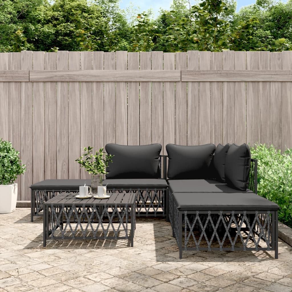6 Piece Patio Lounge Set with Cushions Anthracite Steel,Modern Patio Lounge Set: Comfortable and Durable for Outdoor Relaxation Furniture Sets for Patio, Lawn & Garden
