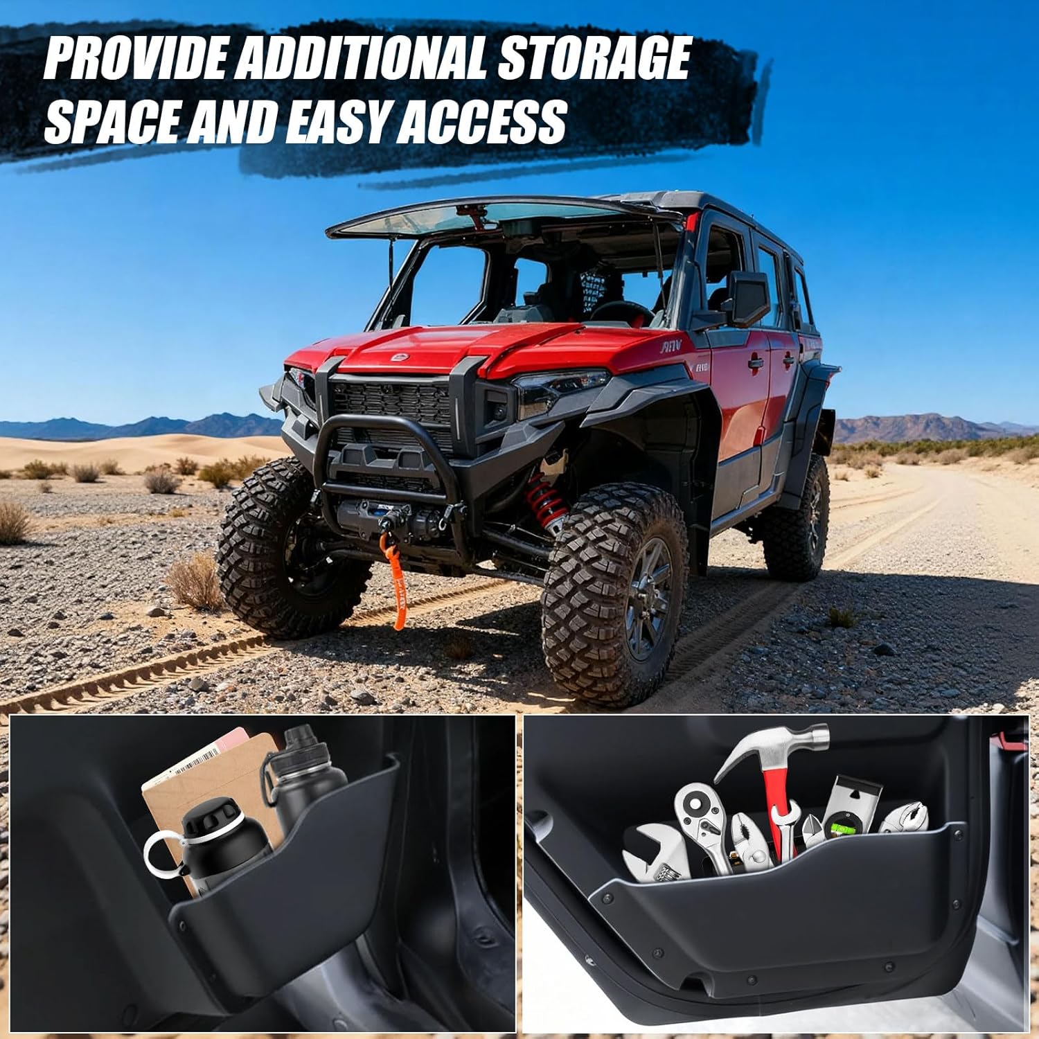 Interior Door Pockets for Polaris Xpedition XP 5/ADV 5 NorthStar 2024 2025+ Accessories, Front & Rear Interior Door Inside Storage Box Cup Holder(4PCS)