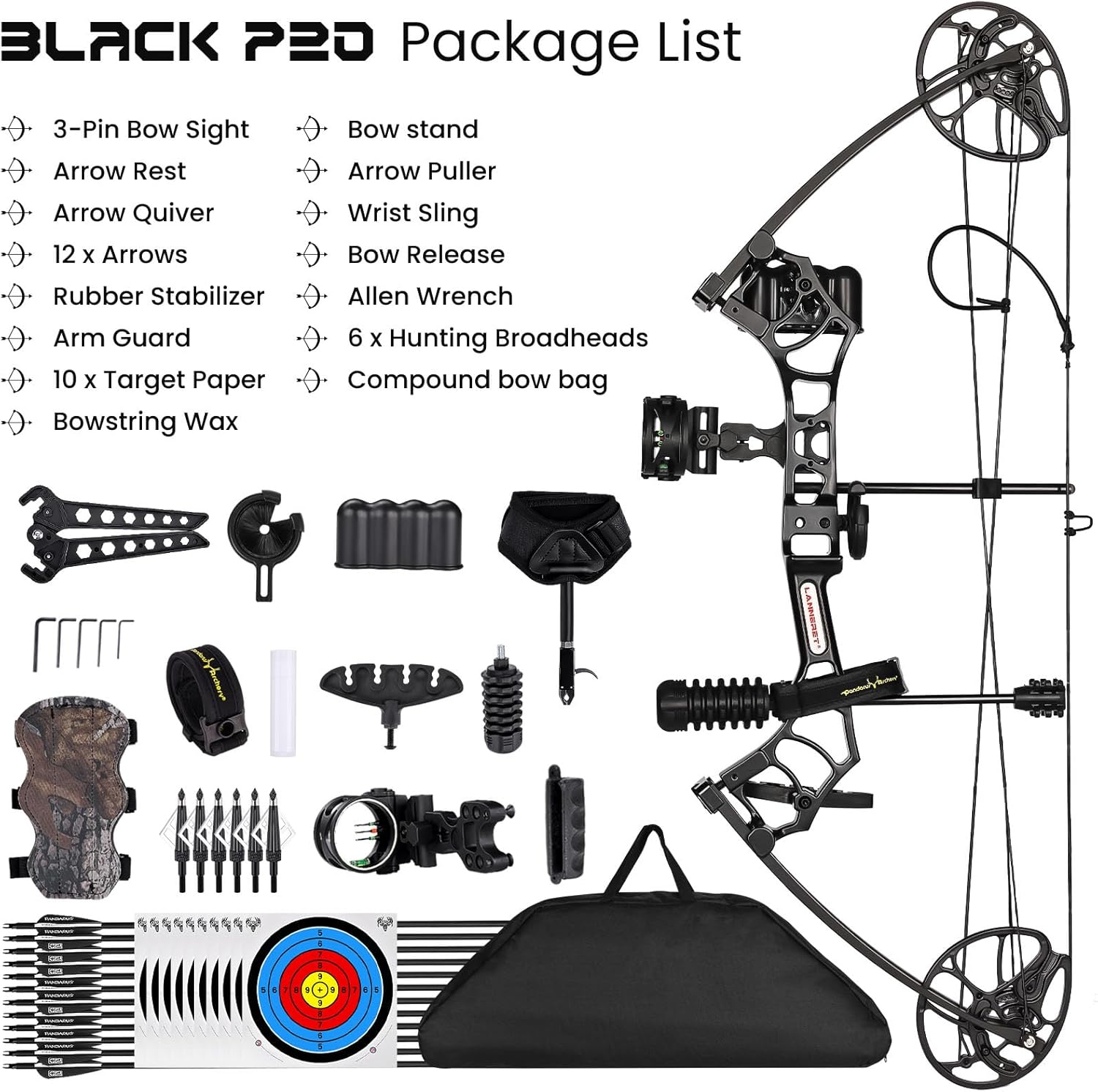 Archery Eagle Compound Bow and Archery Sets 20-70lbs for Adults and Teens,25