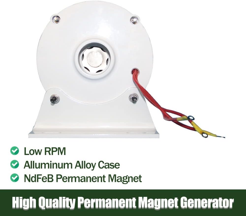 Wind Turbine, 400W 600W 12V 24V 3 Phase Gearless Permanent Magnet Generator for Wind Water DIY Horizontal Wind(Without Base,24V_40W)