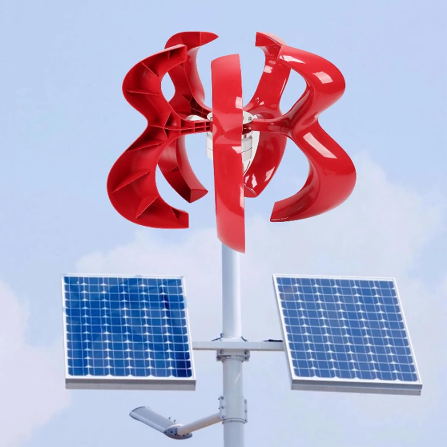 10000W Wind Turbine Generator 220V-12V Windmill Wind Generat Kit with Controller Lantern Wind Power Generator for Outdoor Street Lights -Red