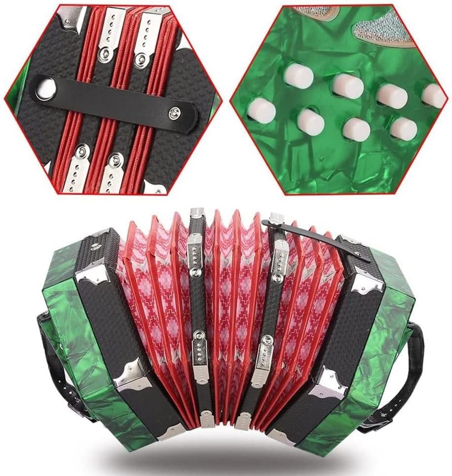 20 Buttons Accordion Concertina, Musical Instrument, Easy to Learn Music Accordion Instrument, for Home Classroom Kids Solo Ensemble