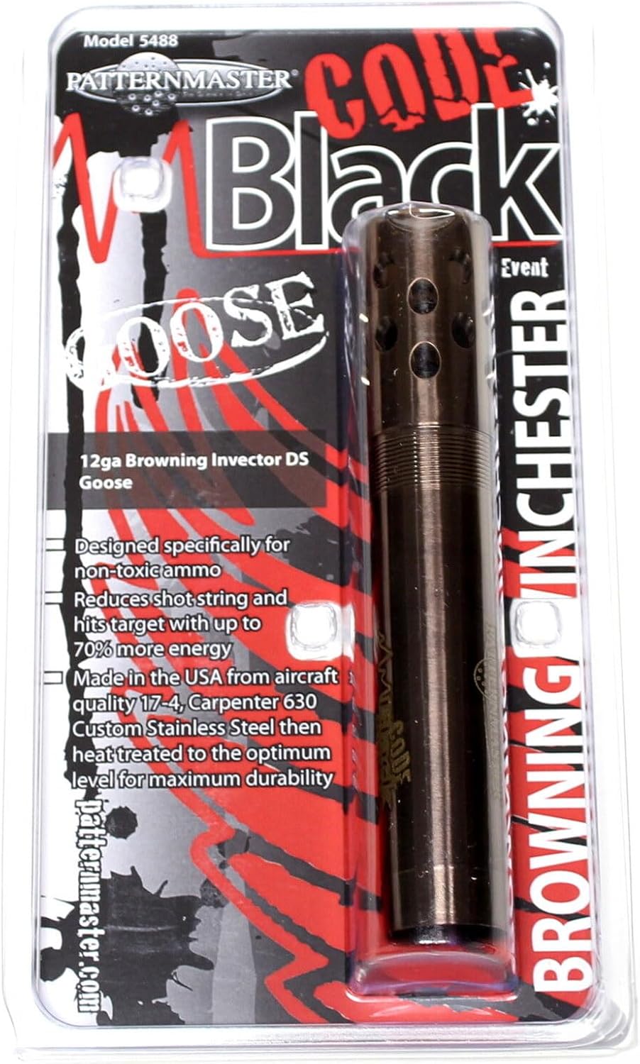 Patternmaster Code Black Goose 12 Gauge Hunting Shotgun Accessory Durable 17-4 Stainless Steel Choke Tube | Effective Range Up to 70 Yards