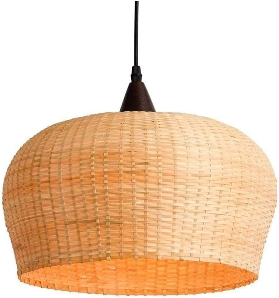Japanese Style Chandelier, Southeast Asian Natural Rattan Hanging Lantern Personality Creative Pendant Lamp Single Head Bamboo Woven Tea Room Zen Suspension Lighting Fixtures