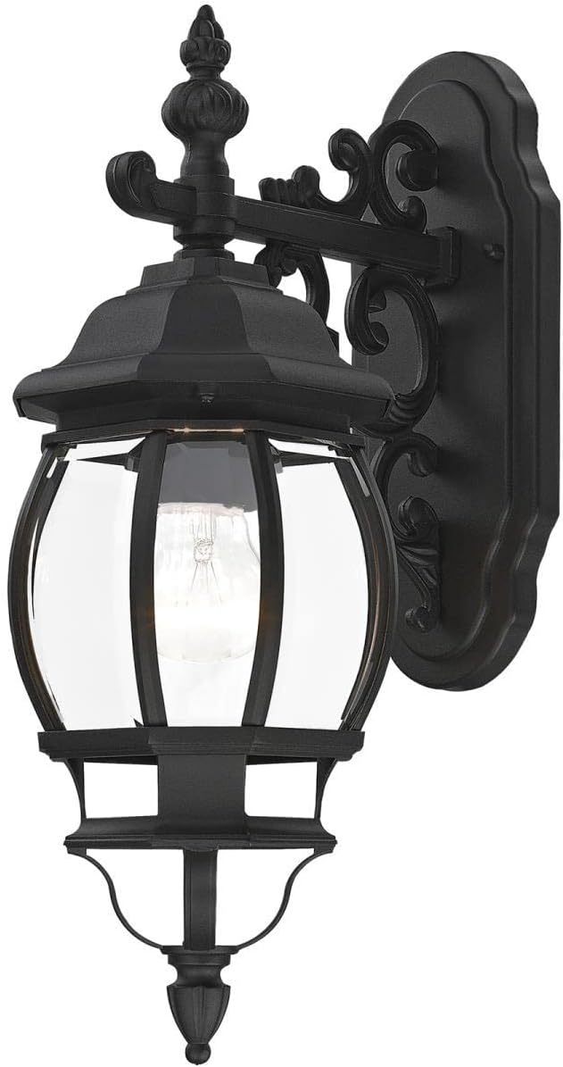 Livex Lighting 7706-14 Frontenac 1-Light Outdoor Wall Lantern with Clear Beveled Glass Shades, 20