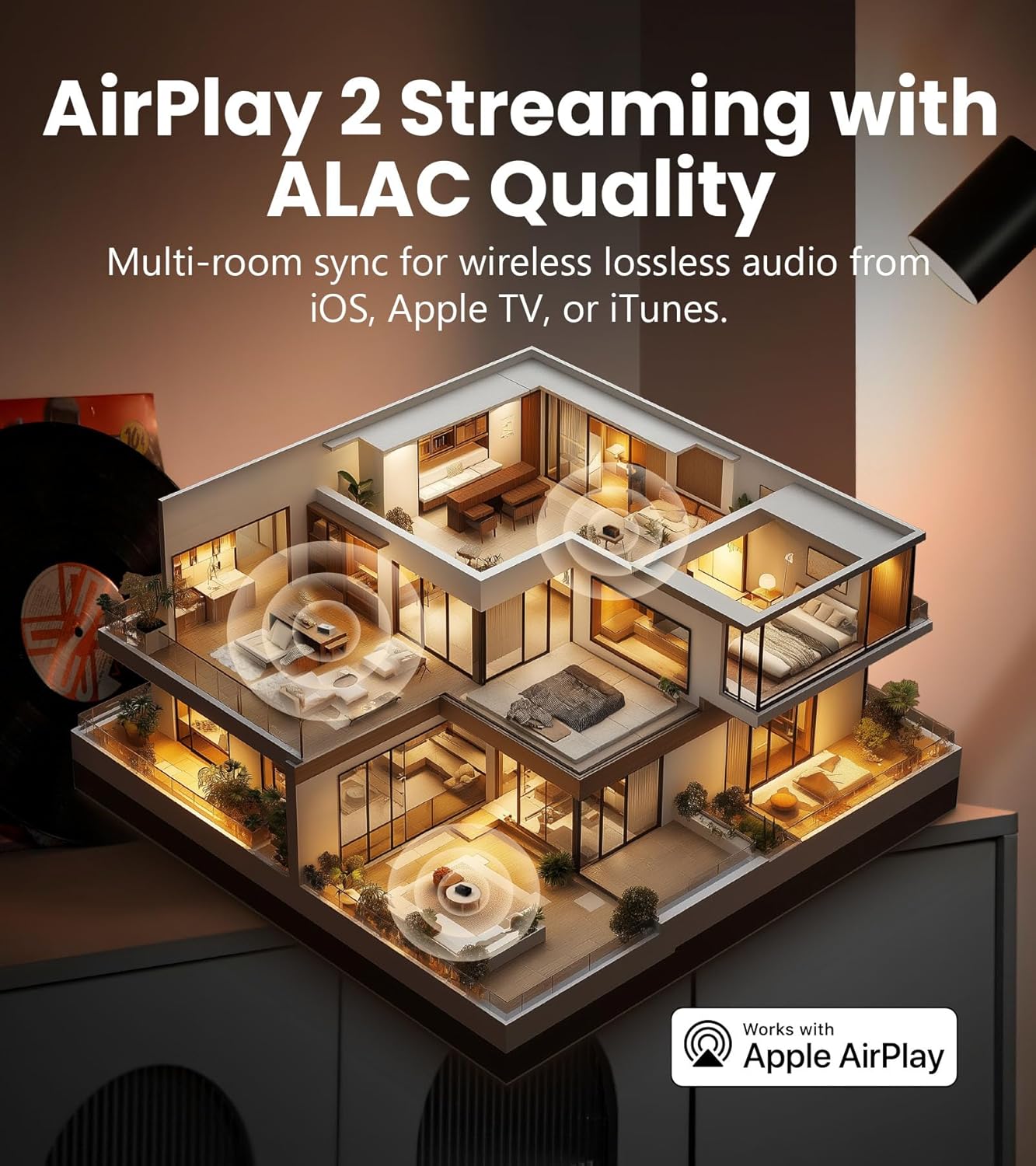 Edifier S300 Hi-Fi Tabletop Speaker, Hi-Res Audio LDAC for Wireless Multi-Room & Stereo Pairing, 80W Power Works with AirPlay 2 Bluetooth 5.4 USB-C AUX Inputs, Retro Design with Remote - Brown