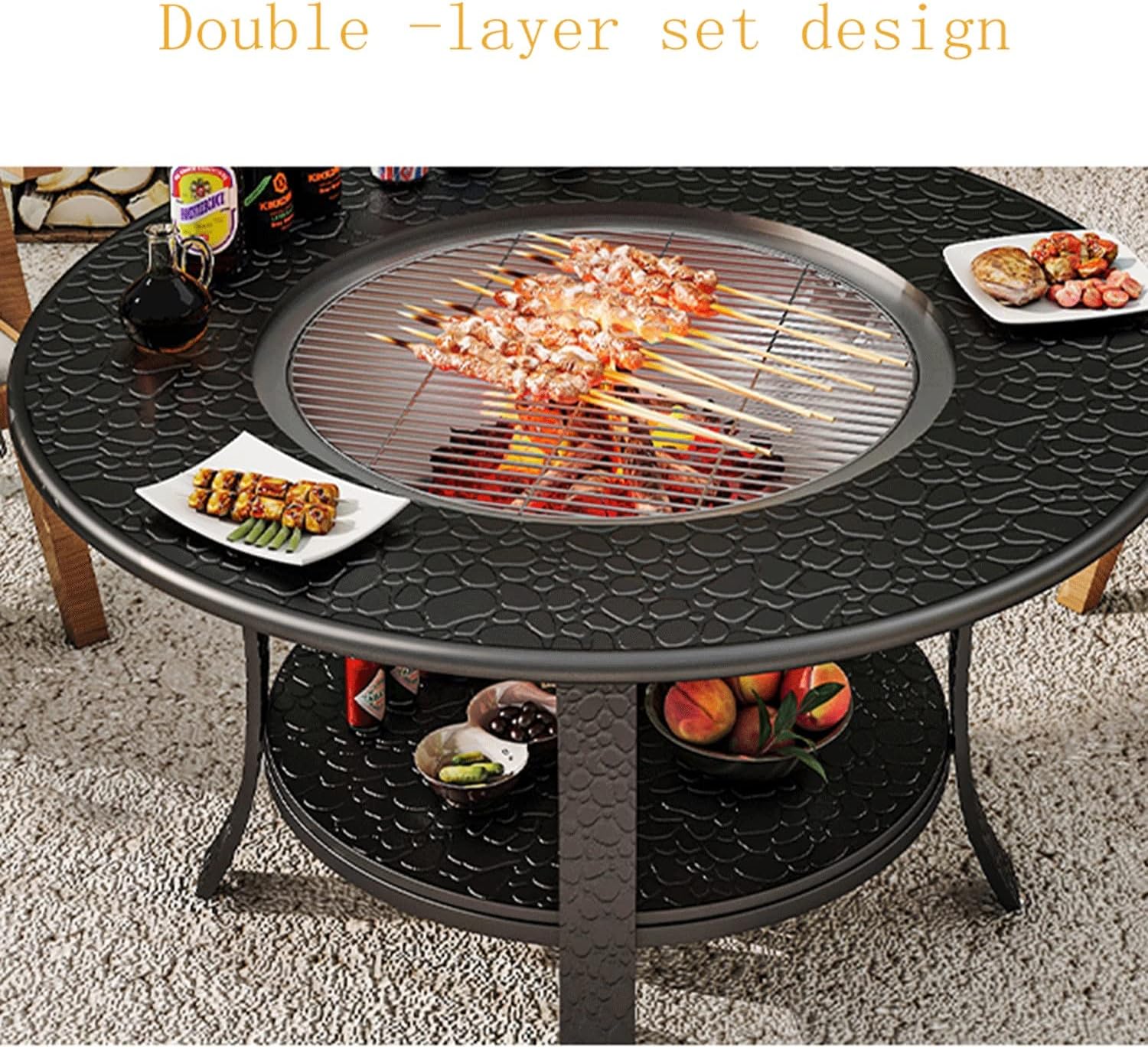 Campfire Set, Wood Burning Pit, Patio Fire Pit, Wood Burning with Mesh Spark Screen, Campfire Outdoor Fire Pit, Poker with Fireplace
