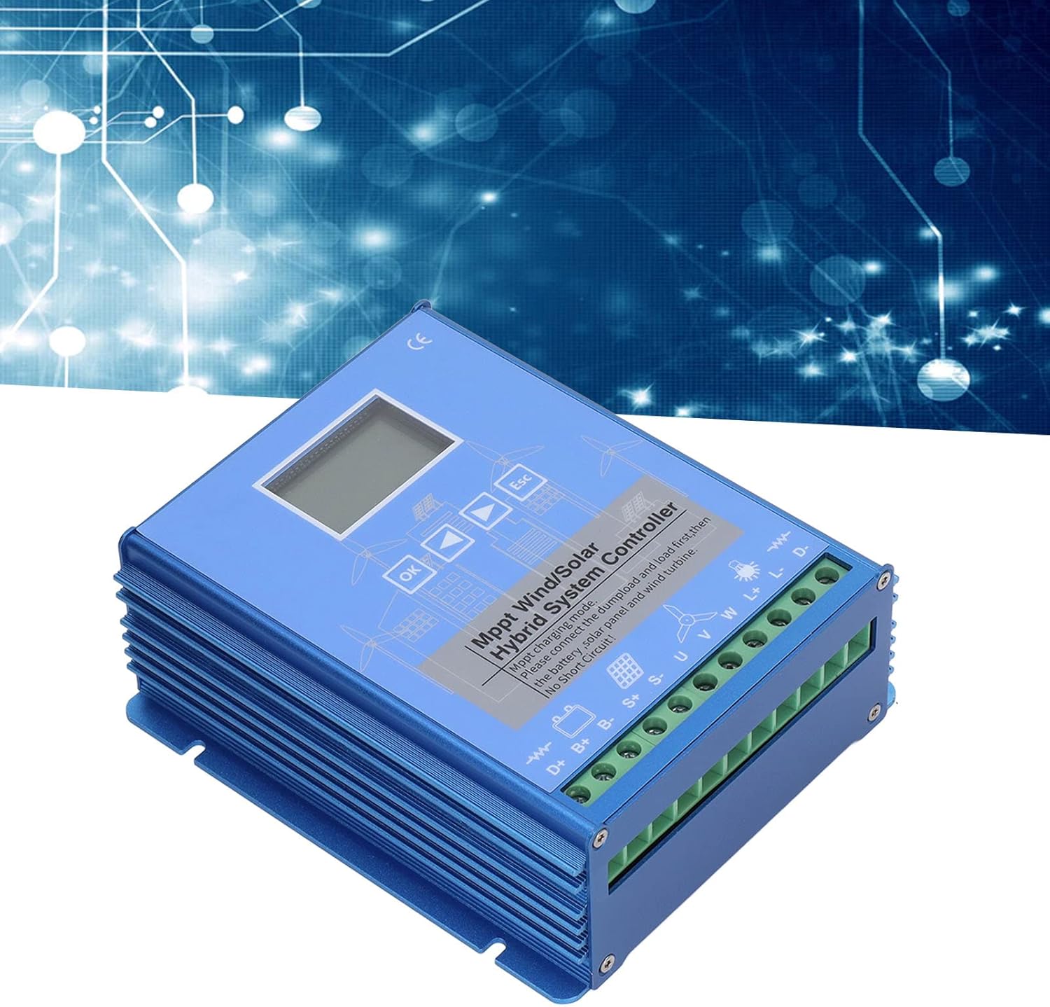 Hyuduo Wind Solar Controller MPPT PWM Charging 800W Wind 600W PV Solar Regulator with Unloading Resistor 12V 24V,Aluminum Alloy Wind Solar Regulator