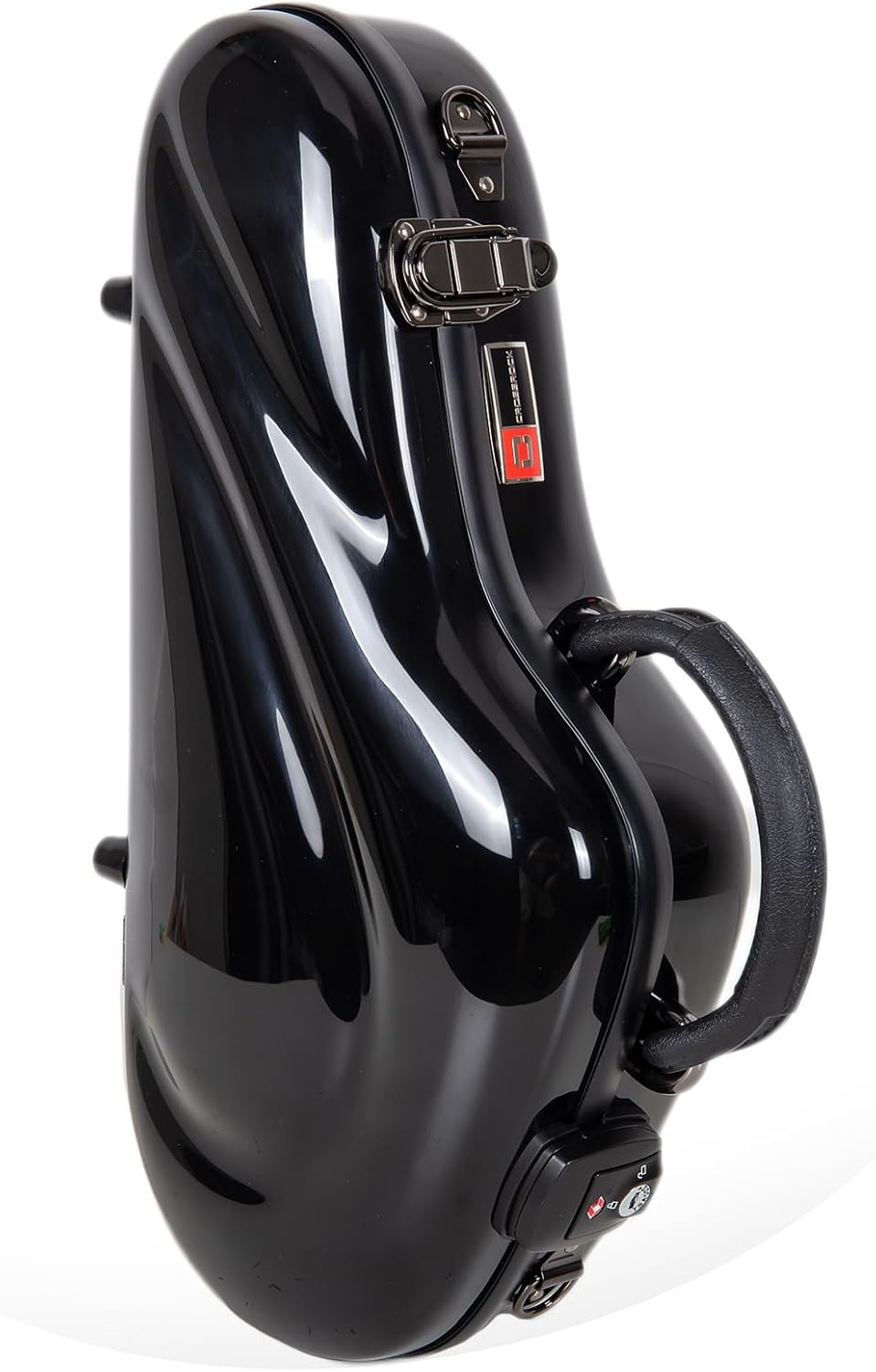 Crossrock Pro-Grade Curved Soprano Saxophone Case | Jet Black Gloss, TSA Lock, Elite Protection, Detachable Backpack Straps, Accessory Pocket for Professional Musicians