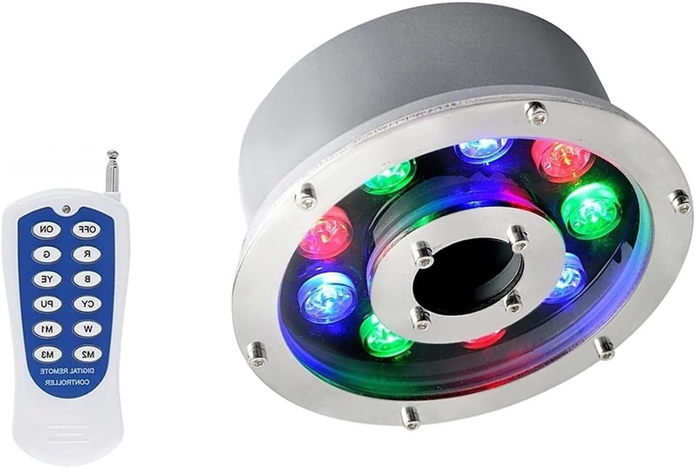 Submersible LED Lights - LED Ring Fountain Lamp - Waterproof IP68 Embedded Pool Spotlight, Stainless Steel Color Landscape Lights, 12V Park Square Underwater Light(24W(12V))