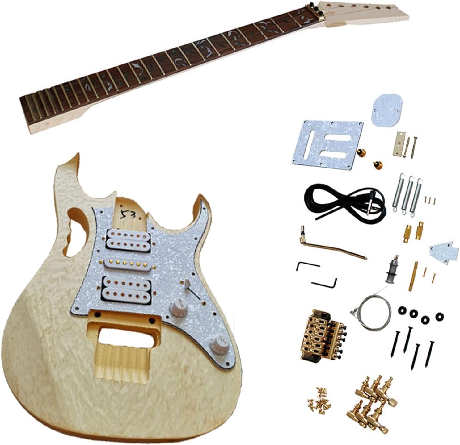 TSTS Basswood Body Rosewood Fingerboard Maple Neck Beginner Electric Guitar DIY Kit Set Unfinished Electric Guitar Kit