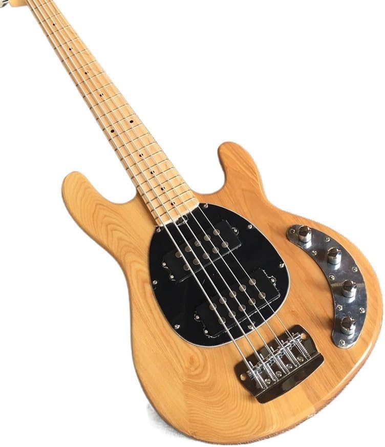 Custom Log Color Five-String Bass with Built-In Amplification Line and Real Photos - Ideal for Bassists Seeking a and High- Instrument for Professional Performance