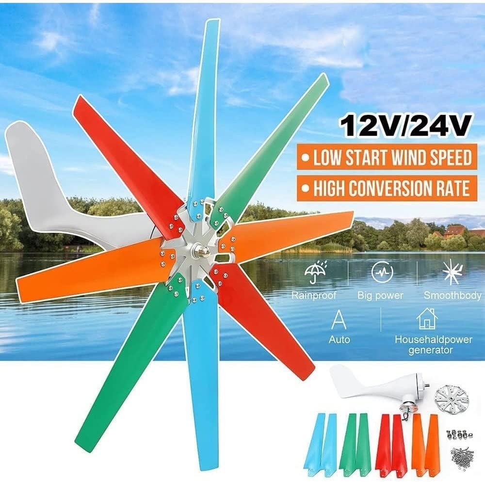 8 Blades Wind Turbine Generator Nylon Fiber Wind Generator 12v 24v Free Energy Windmill Generator with Controller for Home