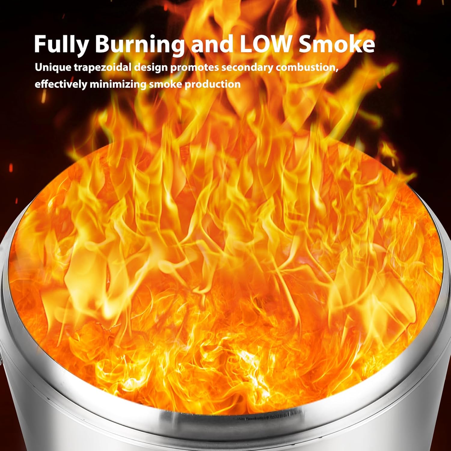 Smokeless Fire Pit with Air Switch27, Wood Burning Portable Stainless Steel Outdoor Firepit with Removable Stand and Ash Pan, Ideal for Camping for Backyard Patio and Picnic