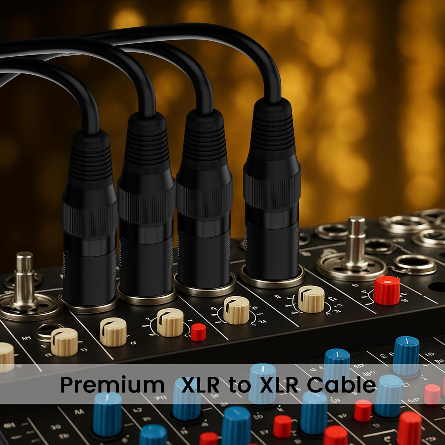 XLR Microphone Cable 50FT 4 Pack, Gold-Plated 3 Pin XLR Male to Female Balanced Mic Audio Cord, AL & OFC Dual Shielded Patch Cable for Speaker, Podcast, Mixer, Amplifier, Recording