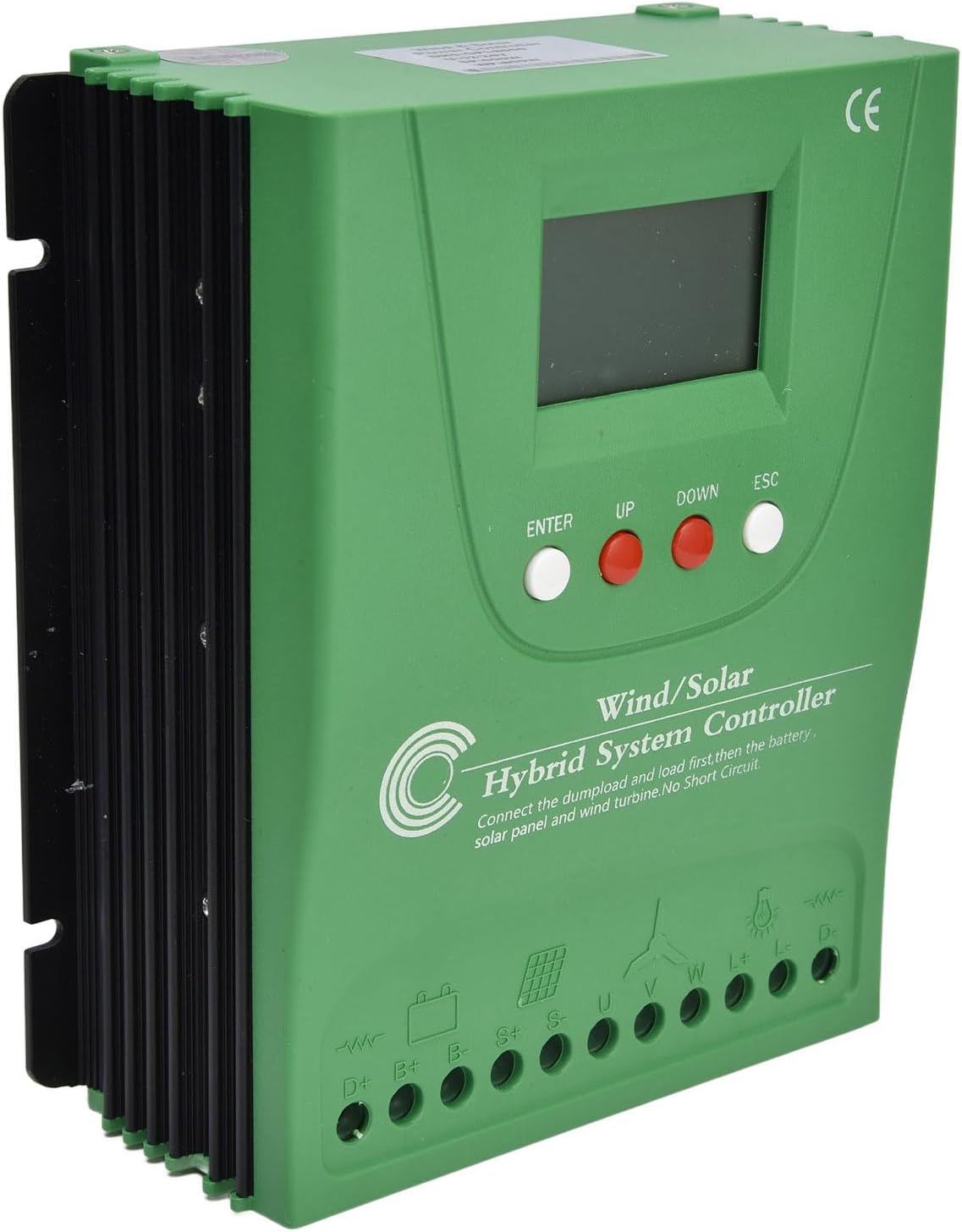 Wind Solar Hybrid System Controller MPPT Boost Charge Regulator for Lithium Battery 12V 24V with LCD Display Universal for Lithium Battery Green ABS