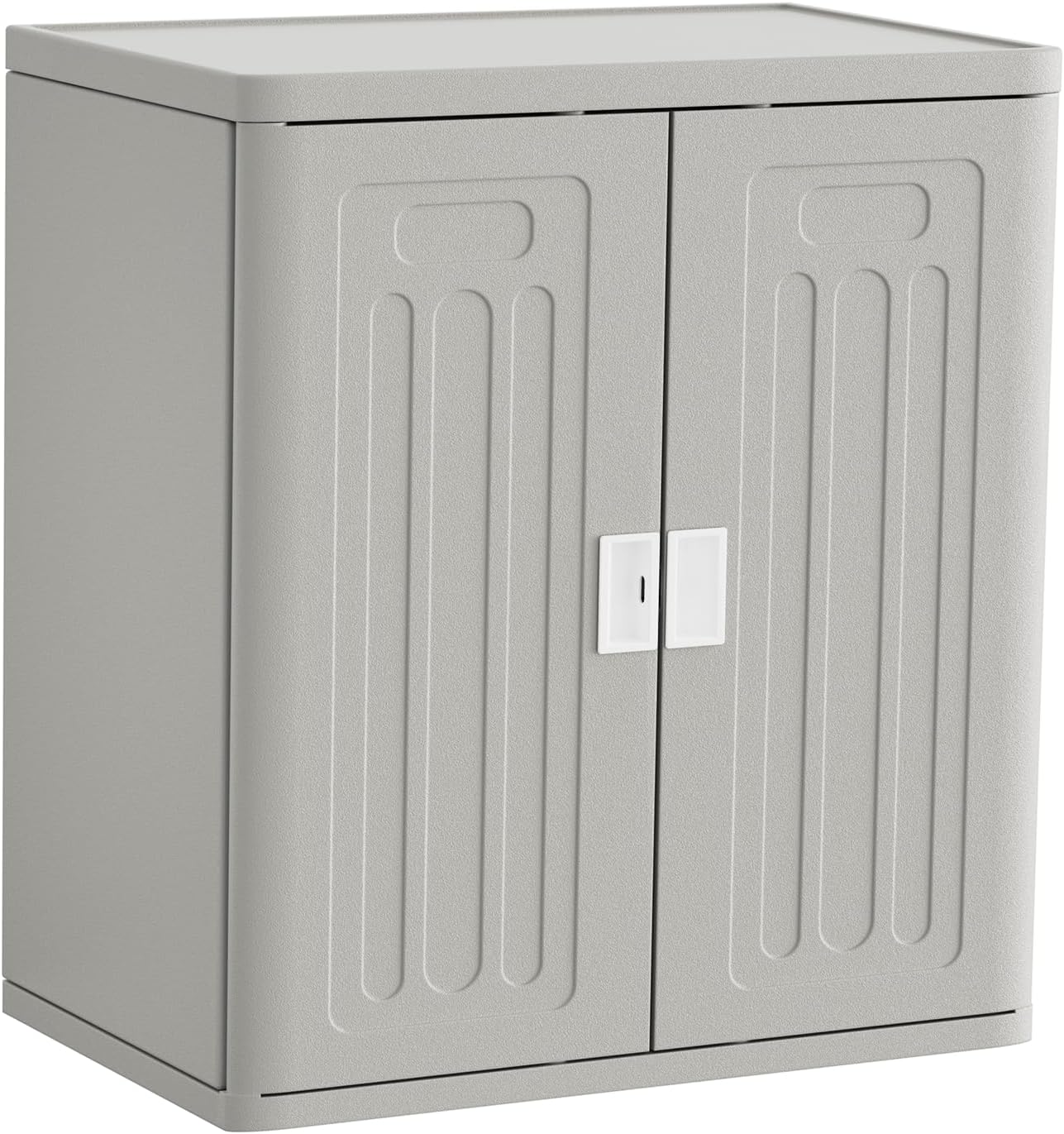 Amopatio Outdoor Storage Cabinet with 2 Shelves, Resin Storage Cabinet Waterproof Plastic Storage Shed - Outdoor Patio Tools, 19.7