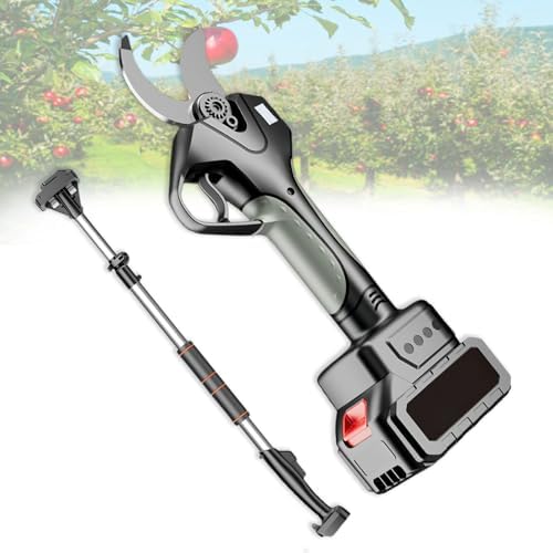 Cordless Electric Pruning Shears with 7ft Extension Pole, Professional Garden Pruners for Trees, 50mm Cutting Diameter, Includes 2 Batteries – Ideal for Effortless Gardening