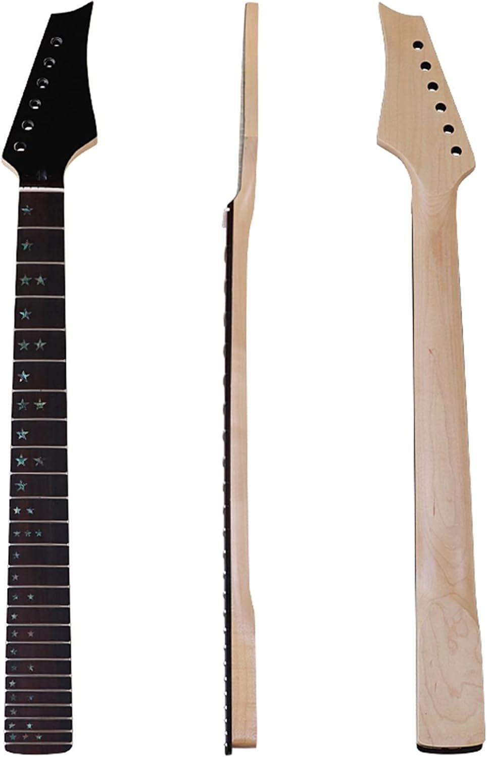 6 String Electric Guitar Neck 24 Frets Maple Wood Fingerboard with Color Shells Star Position Unfinished Guitar Neck (Color : 01)