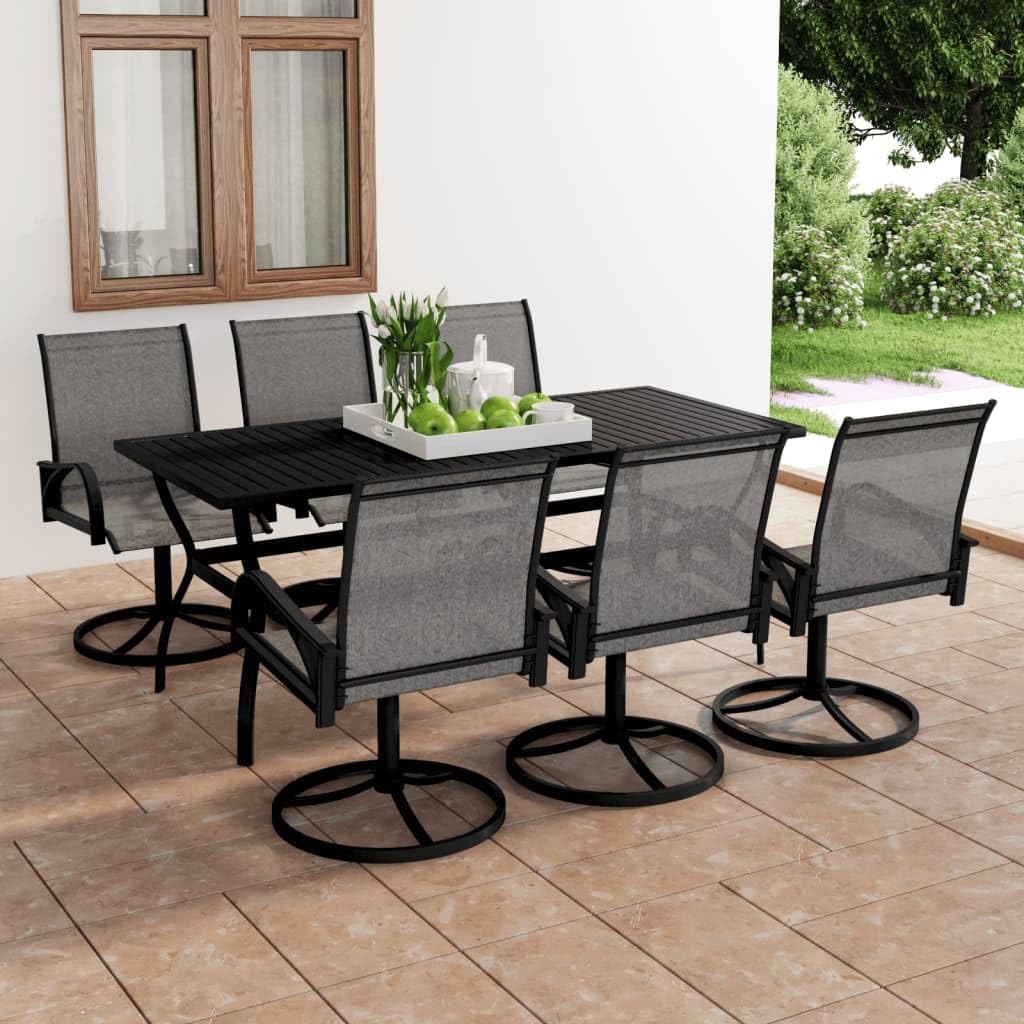 7 Piece Patio Dining Set Textilene and Steel,Sturdy Patio Dining Set with PowderCoated Steel and Textilene Fabric for Ultimate Enjoyment Patio Furniture Sets, Outdoor Furniture Sets