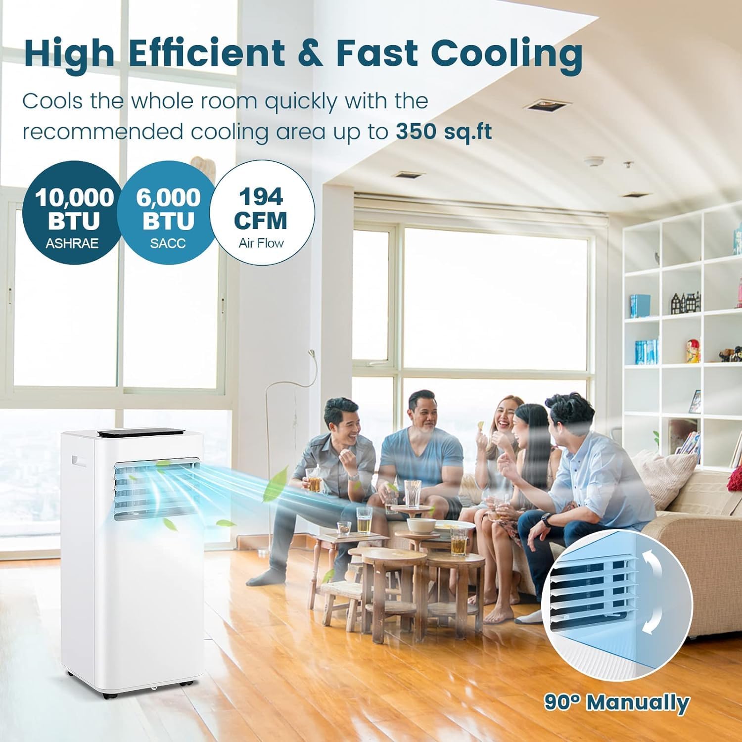 ARLIME Portable Air Conditioners, 10000 BTU Air Unit w/Built-in Dehumidifier, Sleep Mode, 24H Timer, Child Lock, LED Touch Panel & Window Kit, Cools up to 350 Sq.Ft