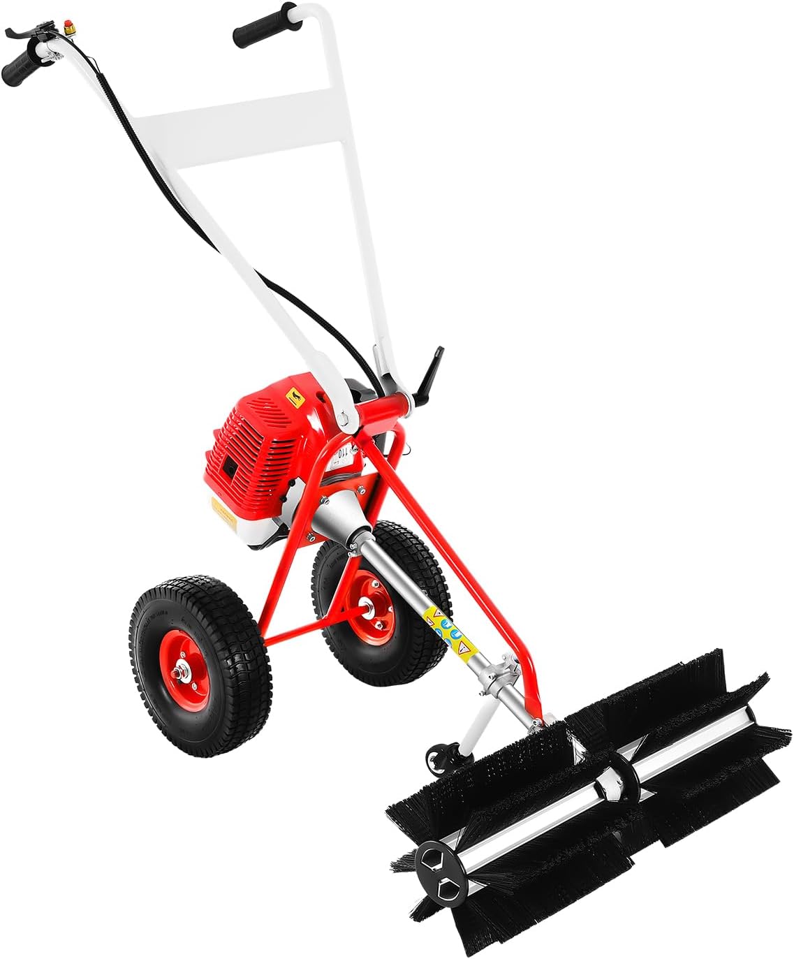 Gas Powered Lawn Sweeper, 24-Inch Width, 43cc 2-Stroke Walk-Behind Mowers, 1.7hp Push Lawn Sweeper