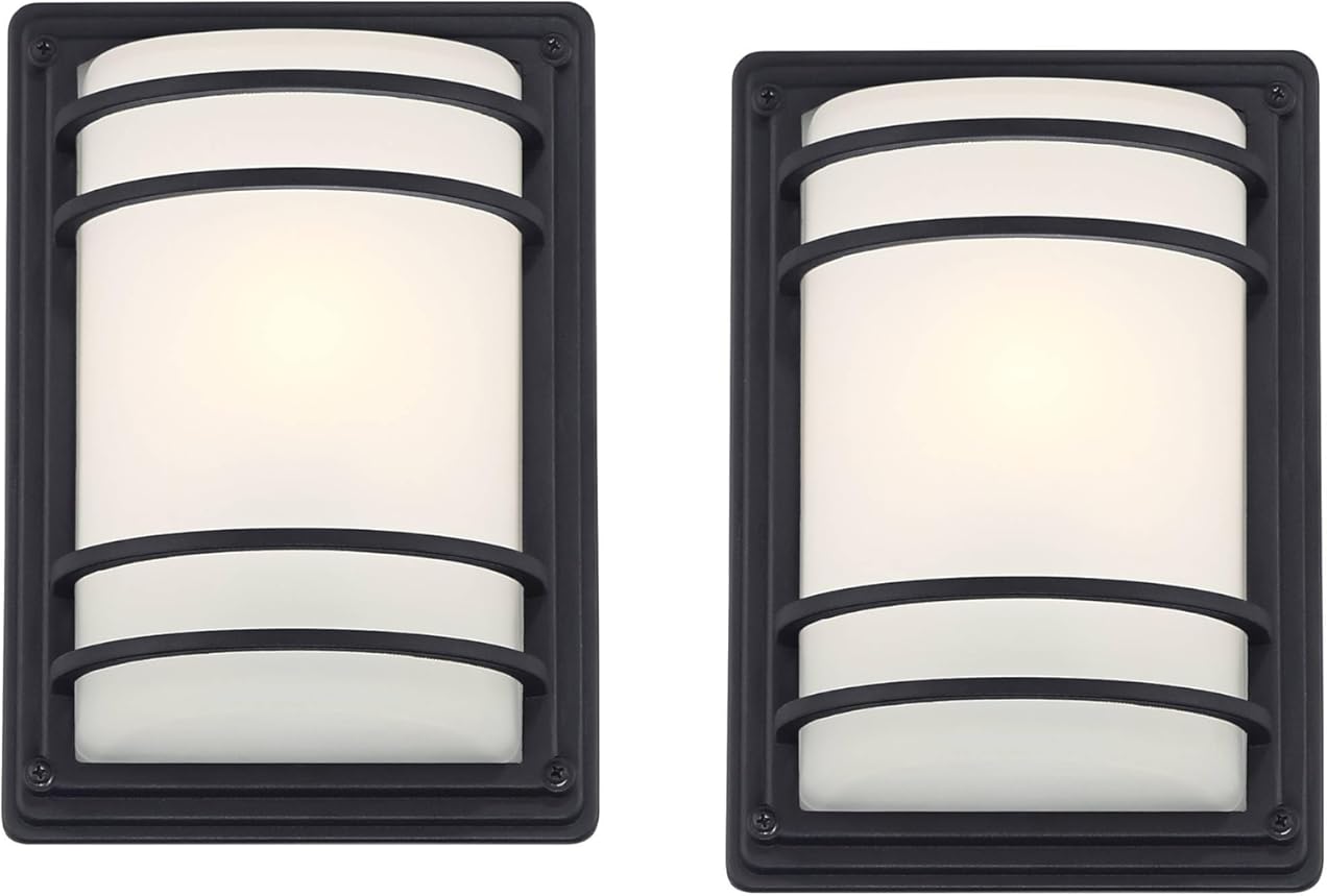 John Timberland Habitat Modern Industrial Outdoor Wall Light Fixtures Set of 2 Black Metal 11