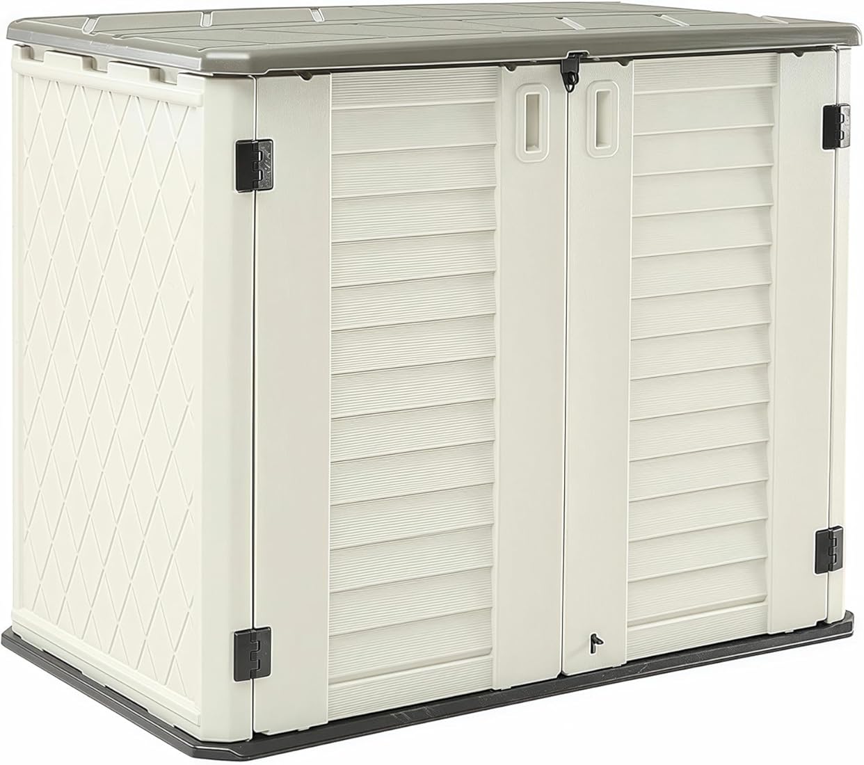 HOMSPARK Storage Shed Weather Resistance, Multi-Purpose Outdoor Storage Cabinet for Backyards and Patios, 26 Cu.ft Capacity Horizontal Storage Shed for Bike, Lawnmower, Trash Cans, Patio Accessories