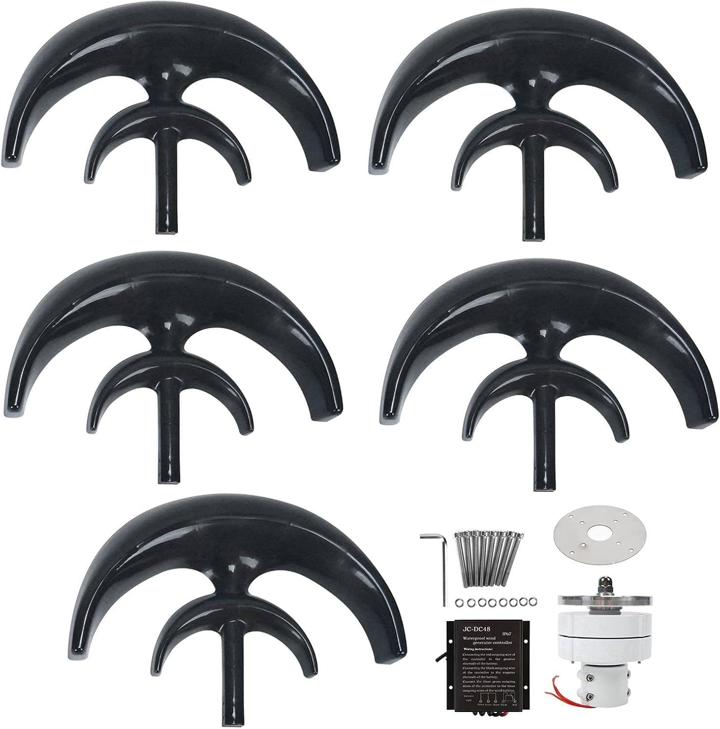 DIY Vertical Axis Wind Turbine Kit - 12V Black Wind Power Generator with Three-Phase Permanent Magnet, Eco-Friendly Windmill Model for Kids, Educational Night Light Project