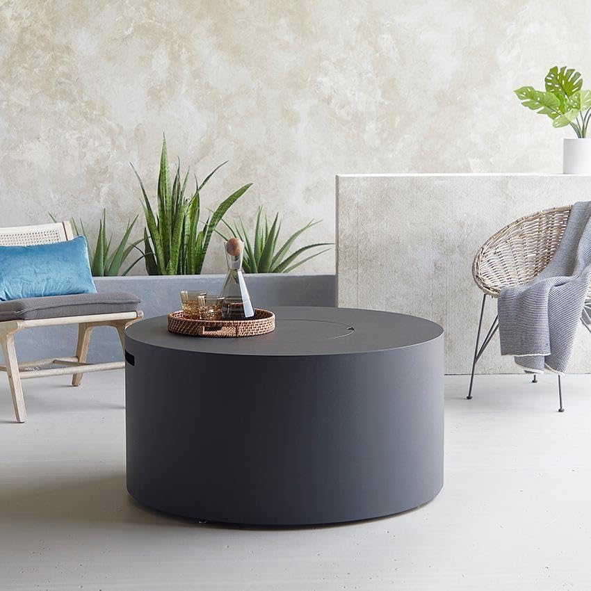 Covewood 41 Inch Round Aluminum Natural Gas Fire Pit Table in Black by Lakeview Outdoor Designs