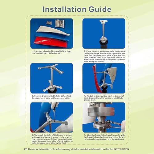 3000W Vertical Axis Wind Turbine Generator Kit - 12V/24V/48V Free Energy Windmill for Home - Efficient Maglev Breeze Start - Red Color, Ideal for Sustainable Energy Solutions